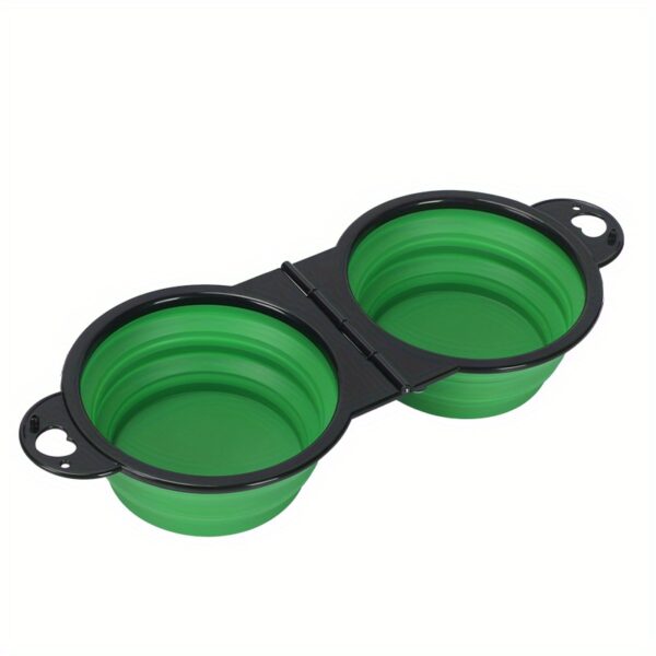 Collapsible Silicone Dog Travel Bowls, 2 In 1 Double Bowls Folding TPE Dog Food Bowl Water Bowl, Hangable Dog Feeder Dish Bowl For Outdoor Walking Camping Traveling - Image 7