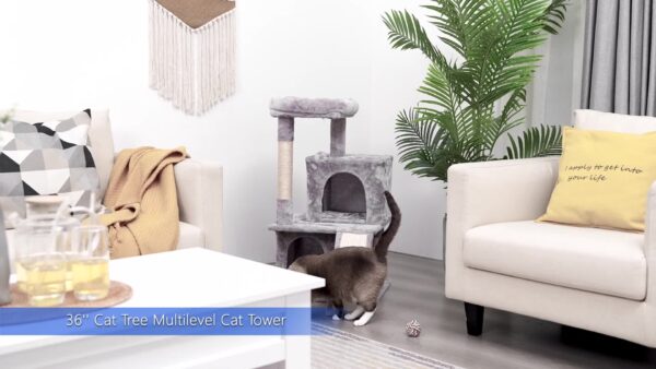 Costoffs 36'' Cat Tree Multilevel Cat Tower with Extra Large Perch & Scratching Posts & Scratching Board for Indoor Cats/ Kittens - Image 23