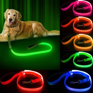 Secure Night Walks: Enhanced Visibility Glow & LED Dog Leash, Durable and Stylish for Your Pet's Safety and Comfort