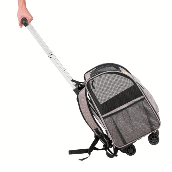 [18LBS Rolling Pet Carrier Backpack] 18LBS Rolling Pet Carrier Backpack With Removable Wheels For Under, Large Soft Sided Wheeled Dog Carrier Cat Travel Carrier Airline Approved For Small Dogs And Medium Cats With Upgraded Wheels - Image 10