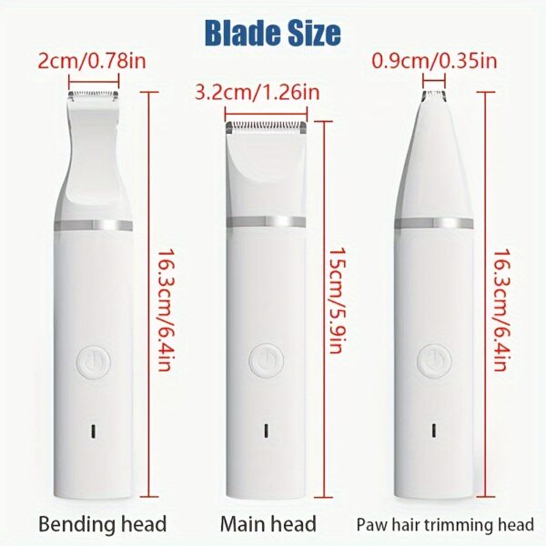 [600mAh Quiet Pet Grooming Kit] Quiet Pet Grooming Kit: Rechargeable Dog & Cat Hair Clippers with Low-Noise Paw Trimmer and Cordless Nail Grinder - USB Powered, 600mAh Battery - Image 5