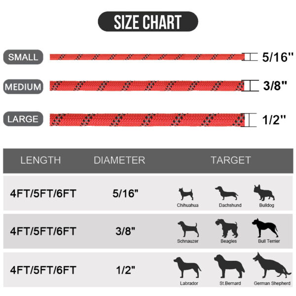 JOYTALE Reflective Dog Leash with Comfortable Padded Handle - Ideal for Small, Medium, and Large Dogs - 4/5/6 FT Length Options Available - Image 2