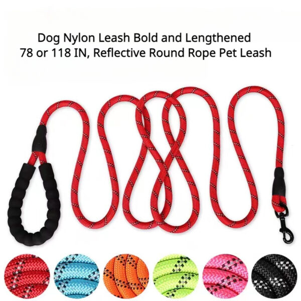 Dog Nylon Leash Lengthened And Reflective Round Rope Small And Medium Cats Dogs Leash Pet Traction Rope - Image 24