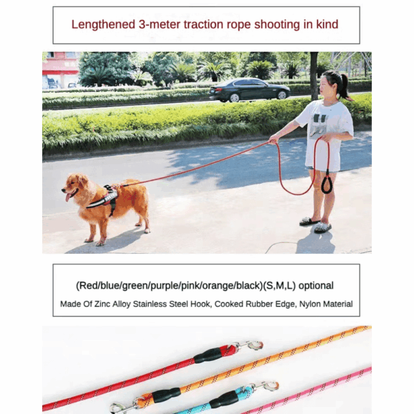 Dog Nylon Leash Lengthened And Reflective Round Rope Small And Medium Cats Dogs Leash Pet Traction Rope - Image 28