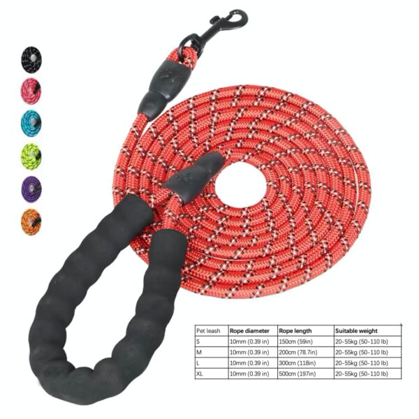 Dog Nylon Leash Lengthened And Reflective Round Rope Small And Medium Cats Dogs Leash Pet Traction Rope - Image 29