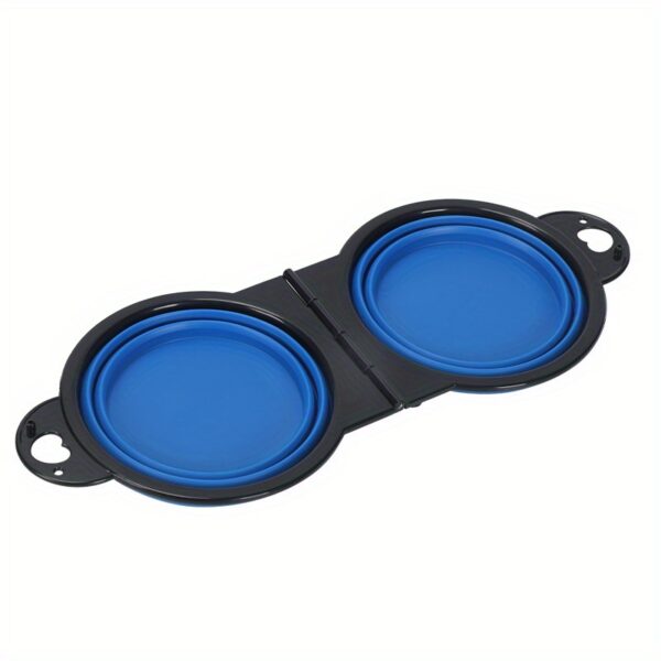 1pc Collapsible Pet Double Bowls Portable Dog Travel Bowl Foldable Dog Food Bowl Water Bowl For Outdoor Traveling Camping Walking Supplies - Image 3