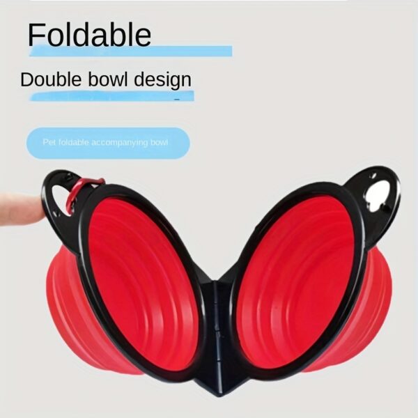 1pc Collapsible Pet Double Bowls Portable Dog Travel Bowl Foldable Dog Food Bowl Water Bowl For Outdoor Traveling Camping Walking Supplies - Image 8