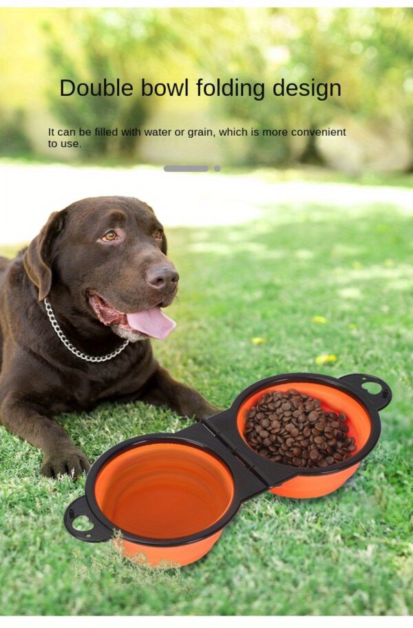 1pc Collapsible Pet Double Bowls Portable Dog Travel Bowl Foldable Dog Food Bowl Water Bowl For Outdoor Traveling Camping Walking Supplies - Image 10