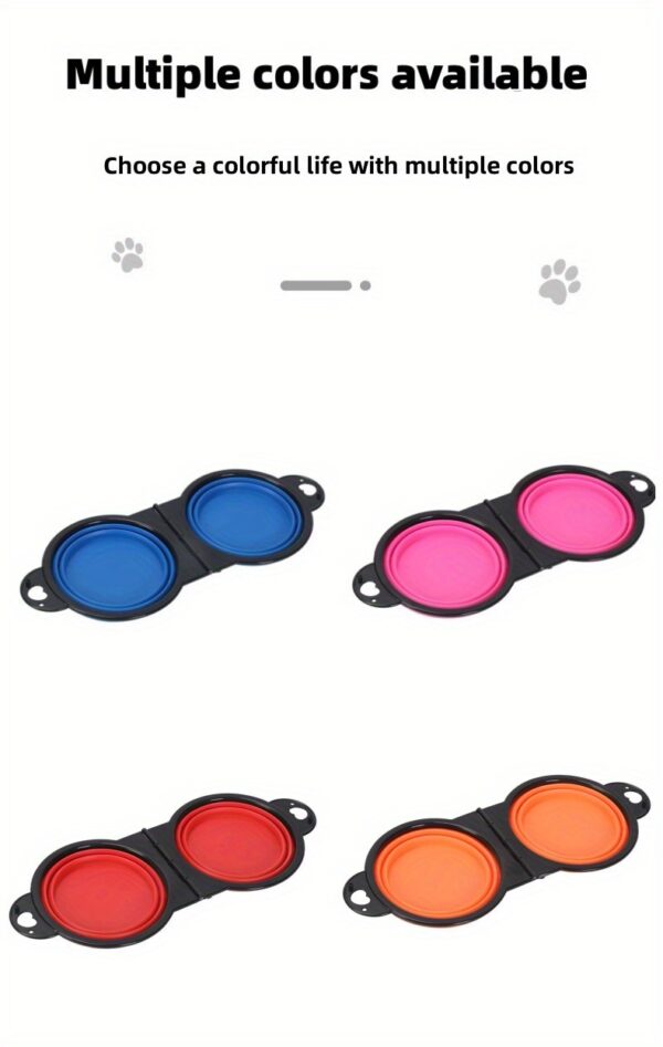 1pc Collapsible Pet Double Bowls Portable Dog Travel Bowl Foldable Dog Food Bowl Water Bowl For Outdoor Traveling Camping Walking Supplies - Image 11