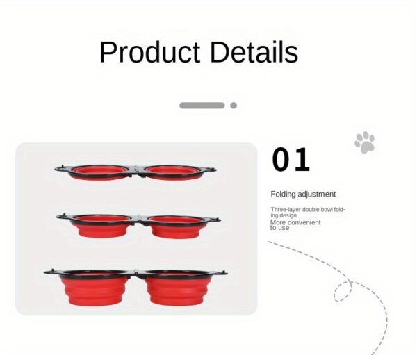 1pc Collapsible Pet Double Bowls Portable Dog Travel Bowl Foldable Dog Food Bowl Water Bowl For Outdoor Traveling Camping Walking Supplies - Image 12