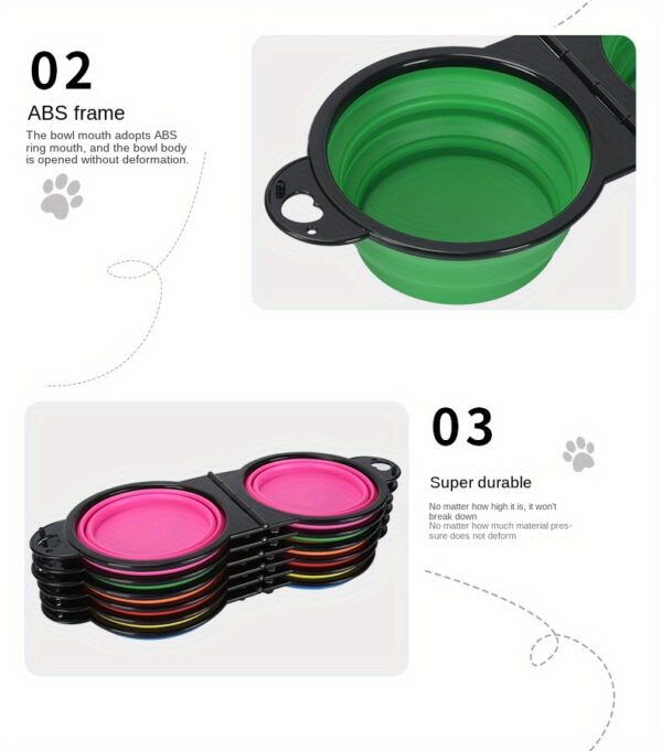 1pc Collapsible Pet Double Bowls Portable Dog Travel Bowl Foldable Dog Food Bowl Water Bowl For Outdoor Traveling Camping Walking Supplies - Image 13