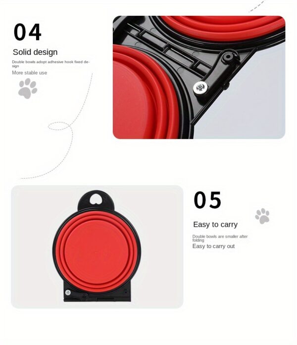 1pc Collapsible Pet Double Bowls Portable Dog Travel Bowl Foldable Dog Food Bowl Water Bowl For Outdoor Traveling Camping Walking Supplies - Image 14