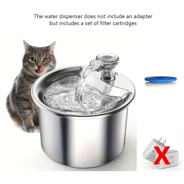 Stainless Steel Pet Fountain - Effortless Automatic Dispenser for Cats and Dogs (2L) - Health-Boosting, Whisper-Quiet, Filtered Water for Fresh Hydration - Perfect for Your Furry Friends - Image 15