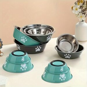 [Durable Non-slip Dog Feeder Bowl] Stainless Steel Dog Bowl, Durable Dog Feeder Bowl With Non-slip Bottom For Feeding And Drinking Supply