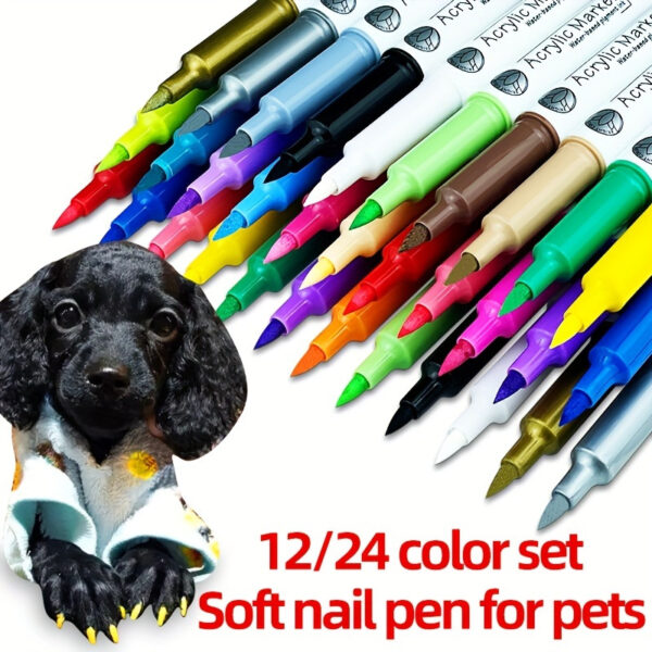 12 Colors Dog Nail Polish Pen Set - Quick-Dry, Easy-to-Use, DIY Beautiful Nails Ideas for Pets - Ideal Gift for Pet Lovers, Pet Costume, Birthday Supplies, and Pet Grooming Kit - Image 2