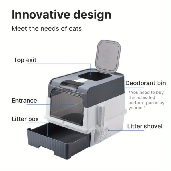 Travel-Ready Foldable Cat Litter Box with Lid, Easy-Clean, Anti-Splash, Includes Scoop, Ideal for Small Spaces - Image 7