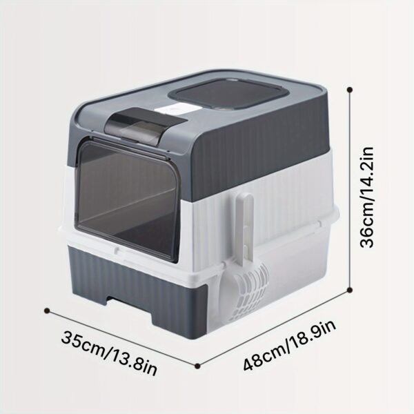 Travel-Ready Foldable Cat Litter Box with Lid, Easy-Clean, Anti-Splash, Includes Scoop, Ideal for Small Spaces - Image 4