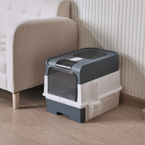 Travel-Ready Foldable Cat Litter Box with Lid, Easy-Clean, Anti-Splash, Includes Scoop, Ideal for Small Spaces - Image 6