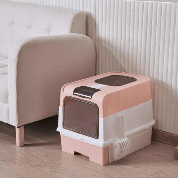 Travel-Ready Foldable Cat Litter Box with Lid, Easy-Clean, Anti-Splash, Includes Scoop, Ideal for Small Spaces - Image 5