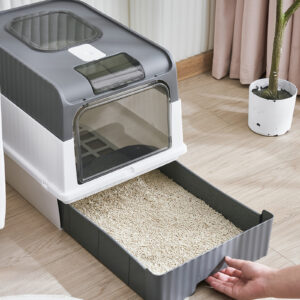 Travel-Ready Foldable Cat Litter Box with Lid, Easy-Clean, Anti-Splash, Includes Scoop, Ideal for Small Spaces