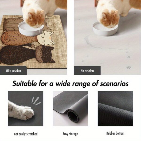 1pc Waterproof & Oil-Resistant Cat Feeding Mat - Easy Clean, All-Season Pet Placemat for Cats and Dogs - Image 10