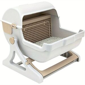 quick cleaning cat litter box Luxury cat toilet (white/milk brown)