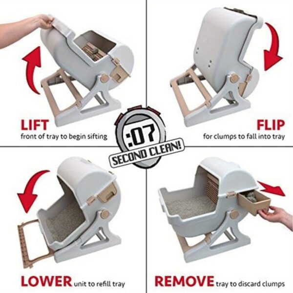 quick cleaning cat litter box Luxury cat toilet (white/milk brown) - Image 4
