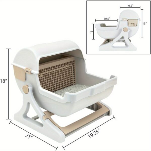 quick cleaning cat litter box Luxury cat toilet (white/milk brown) - Image 2