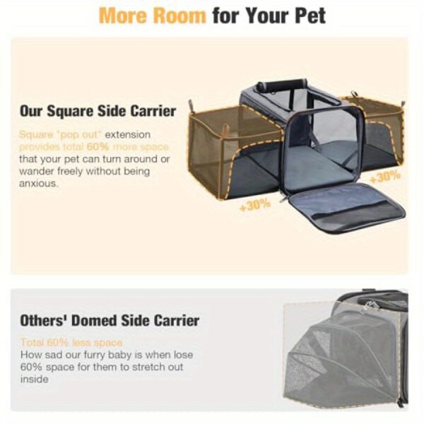 Airline Approved Cat Dog Carrier with Wheels Expandable Rolling Pet Carrier for Medium Dogs and Cats Under 15 25LBS, Pet Travel Carrier on Wheels, Grey - Image 7