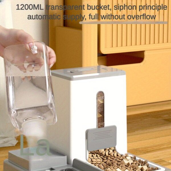 1pc Automatic Pet Feeder and Water Dispenser, Large Capacity Plastic Bowl for Cats and Dogs, Dry and Wet Separation, No Battery Required, Indoor Feeding System - Image 10
