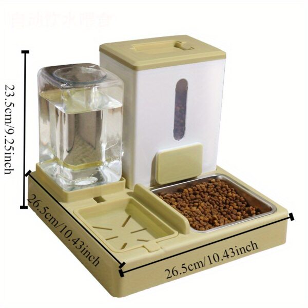 1pc Automatic Pet Feeder and Water Dispenser, Large Capacity Plastic Bowl for Cats and Dogs, Dry and Wet Separation, No Battery Required, Indoor Feeding System - Image 3