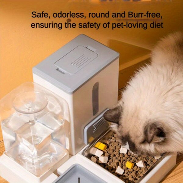 1pc Automatic Pet Feeder and Water Dispenser, Large Capacity Plastic Bowl for Cats and Dogs, Dry and Wet Separation, No Battery Required, Indoor Feeding System - Image 12
