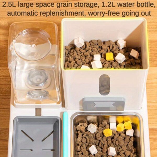 1pc Automatic Pet Feeder and Water Dispenser, Large Capacity Plastic Bowl for Cats and Dogs, Dry and Wet Separation, No Battery Required, Indoor Feeding System - Image 5