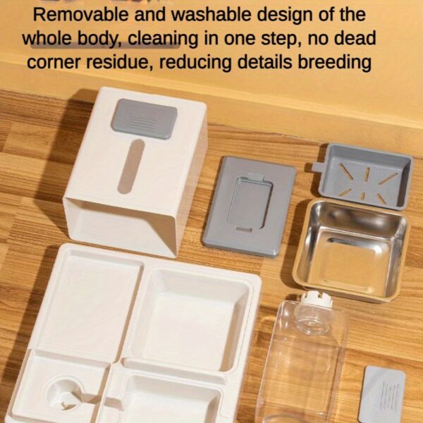 1pc Automatic Pet Feeder and Water Dispenser, Large Capacity Plastic Bowl for Cats and Dogs, Dry and Wet Separation, No Battery Required, Indoor Feeding System - Image 14