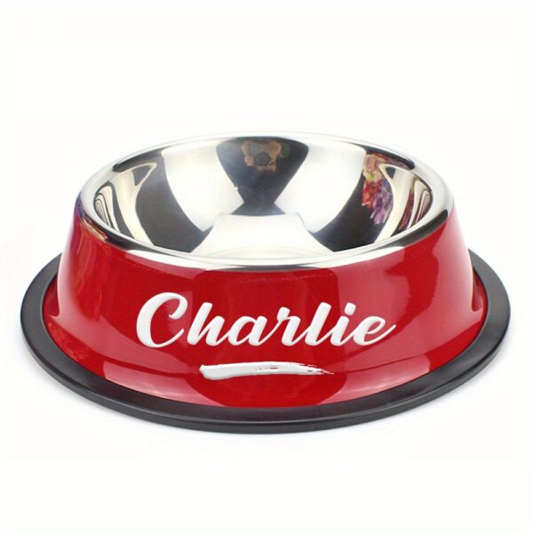 Customizable Anti Slip Stainless Steel Pet Bowl - Personalized with Name for Cats and Dogs Food and Water Supply - Image 11