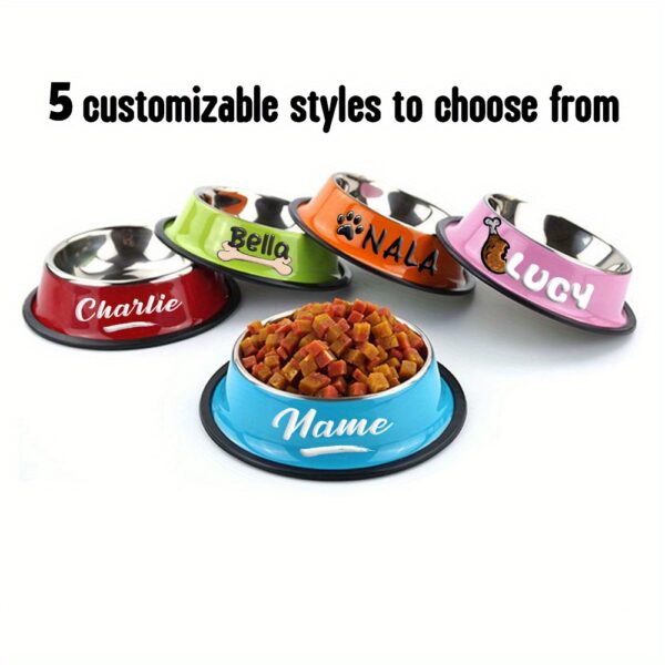 Customizable Anti Slip Stainless Steel Pet Bowl - Personalized with Name for Cats and Dogs Food and Water Supply - Image 4