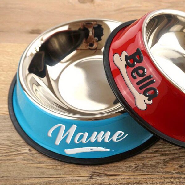 Customizable Anti Slip Stainless Steel Pet Bowl - Personalized with Name for Cats and Dogs Food and Water Supply - Image 3