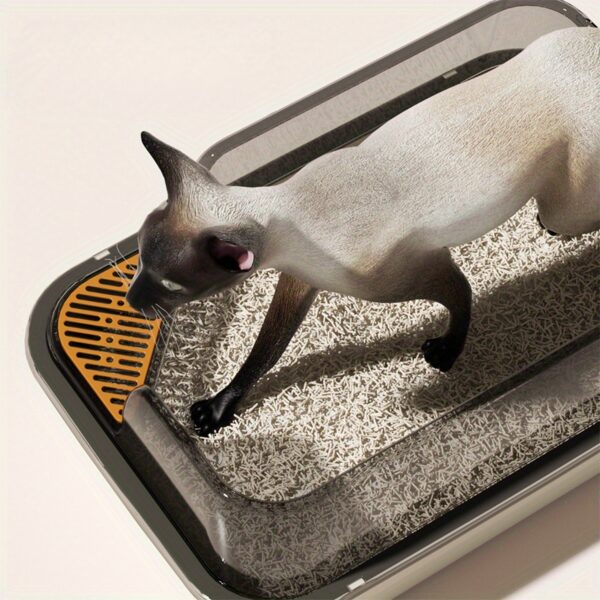 Extra Large Open Cat Litter Box with Scoop, High Sided Splash Guard Semi-Enclosed with Non-Slip Step, Durable Plastic Rectangular Kitty Litter Pan - Image 5