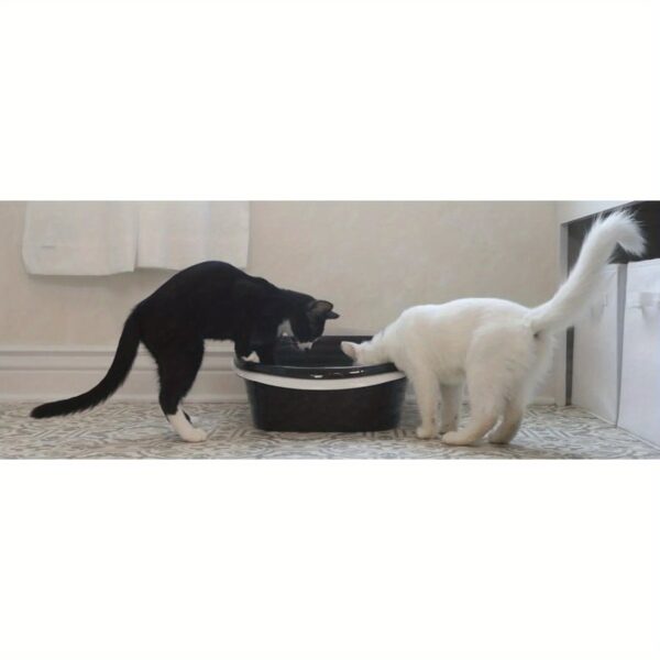 Sifting Cat Litter Box, 2 Open Top Plastic Cat Litter Pans and Cat Litter Tray, Large, Black - Image 6