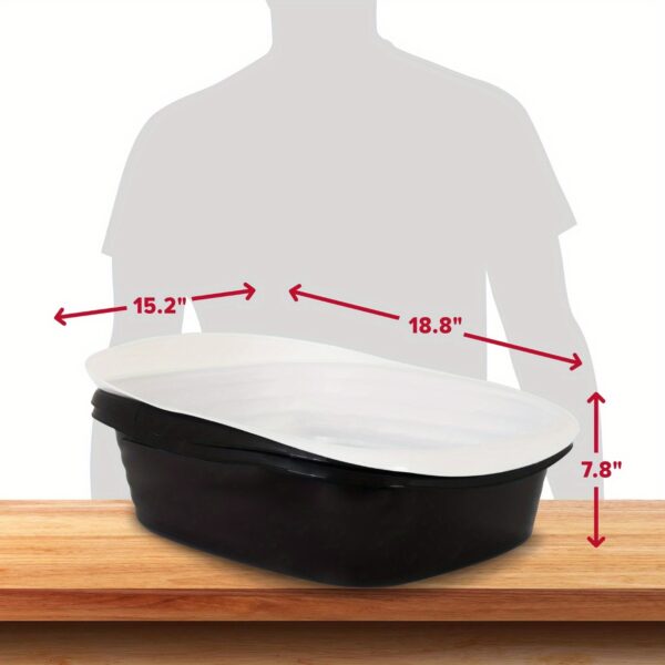 Sifting Cat Litter Box, 2 Open Top Plastic Cat Litter Pans and Cat Litter Tray, Large, Black - Image 7