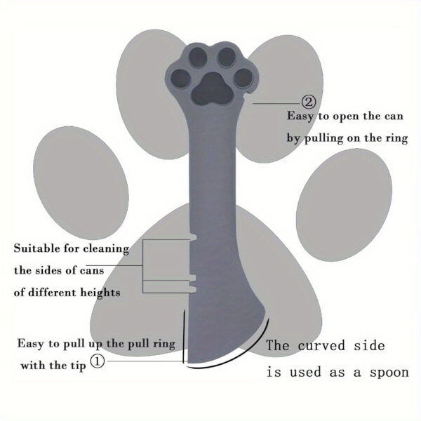 Cat Food Jar Spoon Storage 4 Pcs Lightweight Multifunctional Mini Scraper Pet Can Opener High Sealing Universal Silicone Pet Food Jar Lid Stainless Steel Wet Food Spoon for Cats and Dogs (Gray) - Image 7