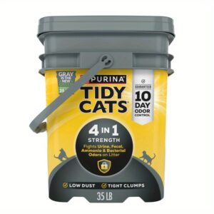 1pc Cats 4-in-1 Clumping Cat Litter, Odor Control, Low Dust, 35 lb. Pail