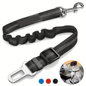 Durable Nylon Dog Seat Belt - Adjustable Car Safety Harness with Leash for Secure Travel