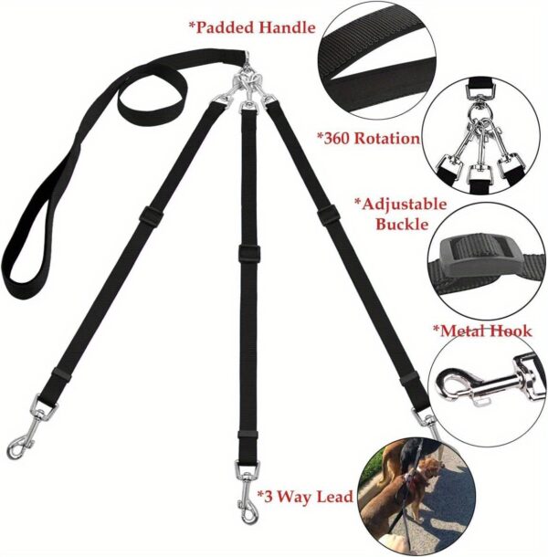 3-Way Dog Leash | Adjustable Nylon Seat Belt for Car Travel, Hiking & Camping | No-Pull Design with Comfort Grip Handle | Multi-Color Options | Secure Clip Attachment for Safe Outdoor Walks, Car Safety Gear | Comfortable Grip Leash | Durable Nylon Leash - Image 15