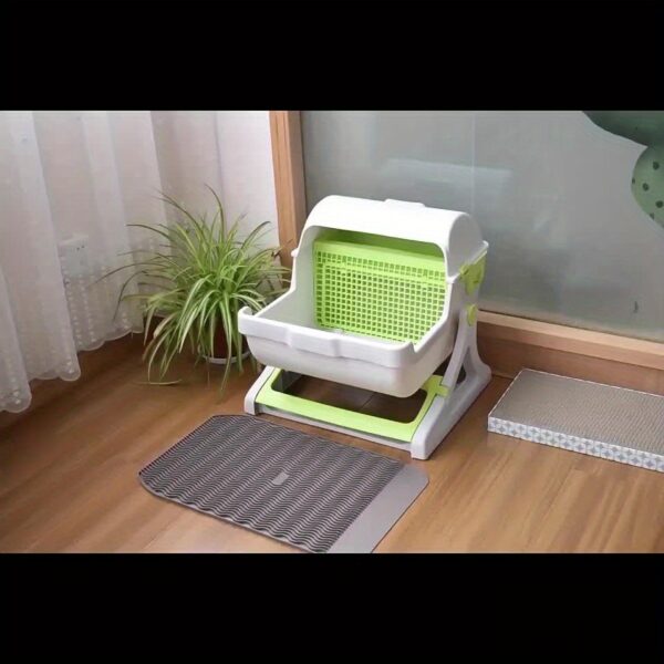 Portable Cat Litter Box, Semi-automatic Cat Litter Box Semi-enclosed Anti-splash Cat Toilet, Double Layer Design Indoor Cat Toilet For Easy Cleaning - Image 6