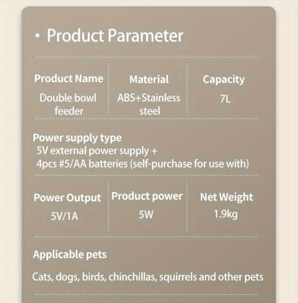 7L Large Capacity PAPIFEED Intelligent Automatic Pet Feeder - WiFi Enabled, Timing Dosing, Double Bowl Design for Cats and Dogs - Convenient, Stress-Free Pet Care Solution - Image 21
