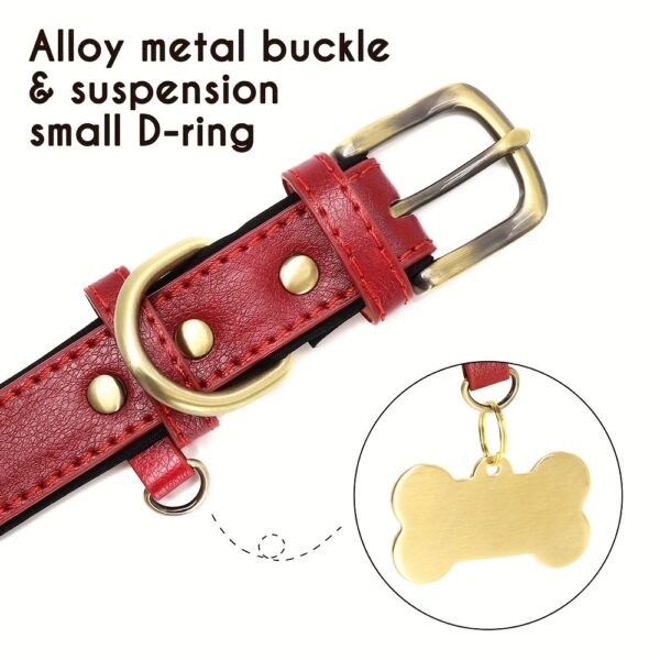 [Custom Dog Collar] Soft Padded Custom Engraved Dog Collar with ID Nameplate - Adjustable Pet Collars for Small to Large Dogs - Solid Pattern, Durable Material, Personalized - Image 12