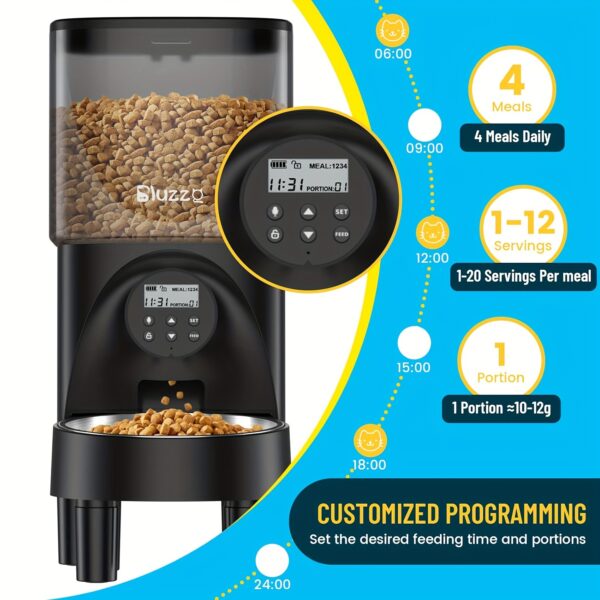 Elevated Automatic Cat Feeders, 19 Cup Timer Dry Food Dispenser for Cats and Dogs Pets with Desiccant Bag, Dog Feeder with Portion Control, Voice Recorder, 1 Pack - Image 5