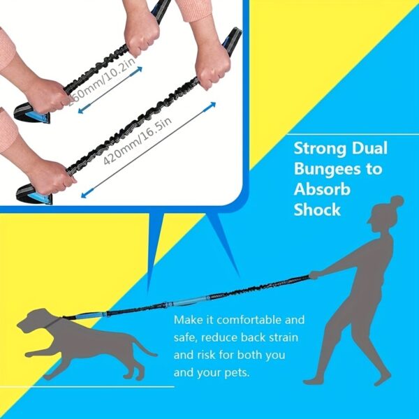 Hands-Free Adjustable Double Handle Dog Leash - Elastic Retractable Rope for Large and Medium Dogs - Perfect for Running, Jogging, and Walking with Your Pet - Image 4