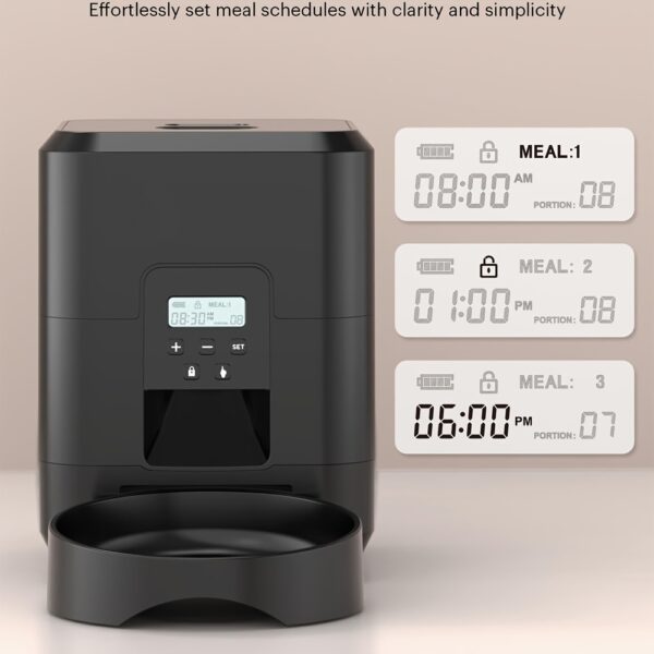 For Smart 67.63oz PET Feeder with Memory Function - USB & Battery Powered, Customizable Meal Scheduling, Includes Recording Bowl for Cats and Dogs - Image 9